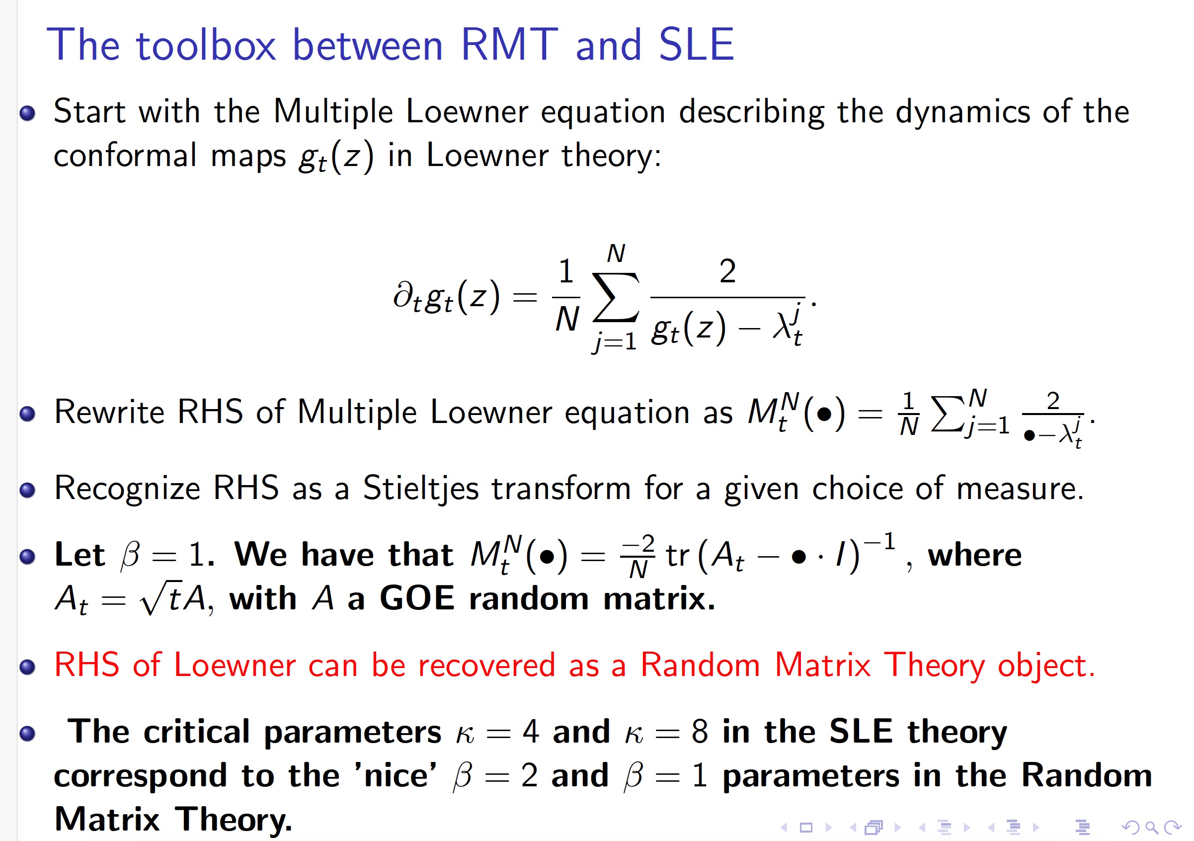 SLE and RMT illustration